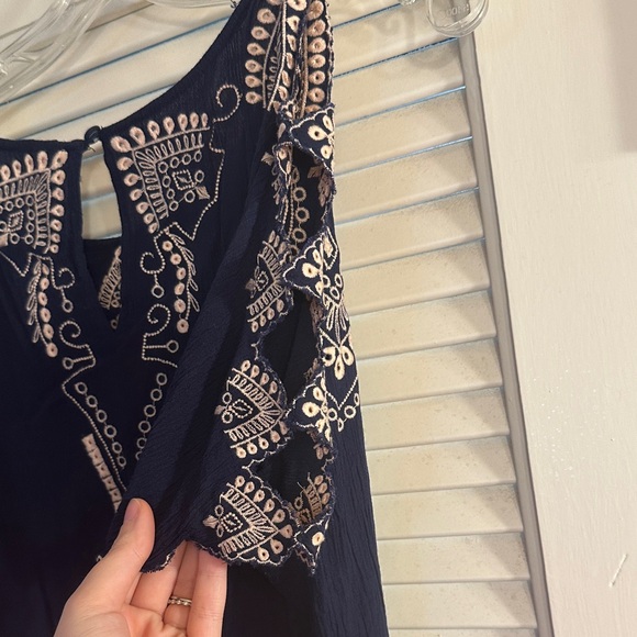 Alya Dark Blue Embroidered Blouse - Picture 8 of 8